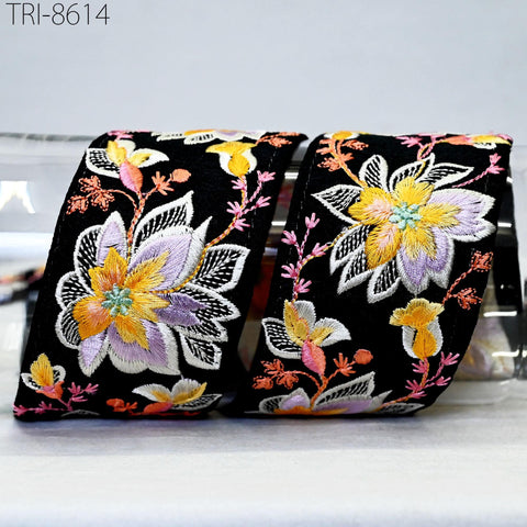 9 Yard Embroidery 6 cm Trim Border Embroidered Saree Ribbon Tape Craft Sewing Accessories for Beach Bag, Hats, Costume, Christmas Home Decor