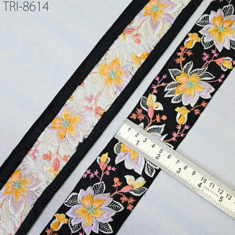 9 Yard Embroidery 6 cm Trim Border Embroidered Saree Ribbon Tape Craft Sewing Accessories for Beach Bag, Hats, Costume, Christmas Home Decor