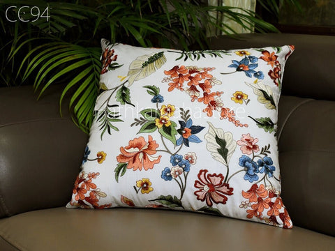 Ivory Embroidered Cushion Cover Home Decor Pillow Cover Handmade Decorative Embroidery Throw Pillow