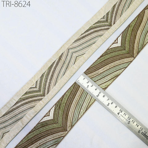 9 Yard Green Embroidery Trim Border Embroidered Saree Ribbon Crafting Sewing Accessories for Beach Bags, Hats, Costumes Christmas Home Decor