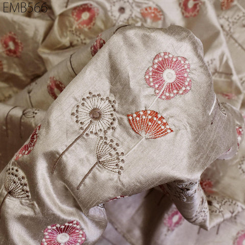 Embroidered Fabric by the yard Sewing DIY Crafting Indian Embroidery Wedding Dress Costumes Dolls Bags Cushion Covers Table Runners Blouses