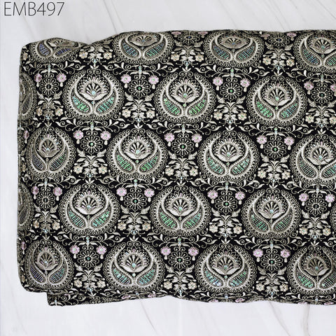 Embroidered Fabric by the yard Sewing DIY Crafting Indian Embroidery Wedding Dress Costumes Dolls Bags Cushion Covers Table Runners Blouses