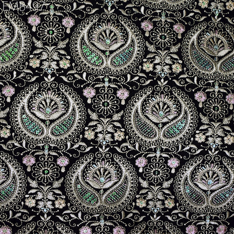 Embroidered Fabric by the yard Sewing DIY Crafting Indian Embroidery Wedding Dress Costumes Dolls Bags Cushion Covers Table Runners Blouses