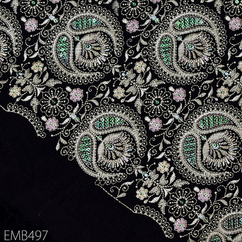 Embroidered Fabric by the yard Sewing DIY Crafting Indian Embroidery Wedding Dress Costumes Dolls Bags Cushion Covers Table Runners Blouses