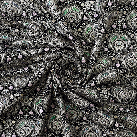 Embroidered Fabric by the yard Sewing DIY Crafting Indian Embroidery Wedding Dress Costumes Dolls Bags Cushion Covers Table Runners Blouses