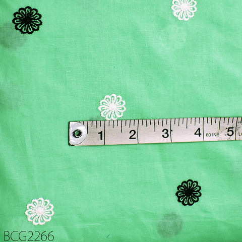 Indian Mint Green Embroidered Cotton Fabric by the Yard Embroidery Sewing Quilting Crafting Nursery Drapery Kids Summer Dress Pillowcases