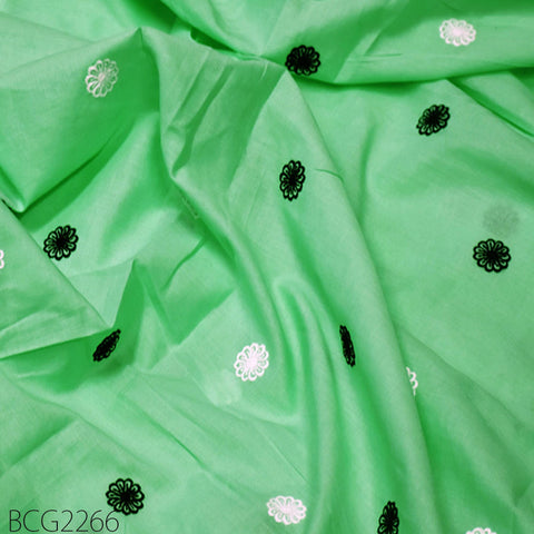 Indian Mint Green Embroidered Cotton Fabric by the Yard Embroidery Sewing Quilting Crafting Nursery Drapery Kids Summer Dress Pillowcases