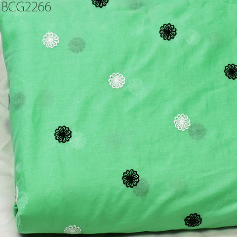 Indian Mint Green Embroidered Cotton Fabric by the Yard Embroidery Sewing Quilting Crafting Nursery Drapery Kids Summer Dress Pillowcases