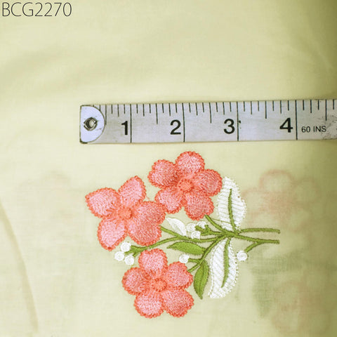 Indian Cream Embroidered Cotton Fabric by the Yard Sewing Quilting Crafting Nursery Kids Summer Dress Skirts Embroidery Pillow Cover Curtain