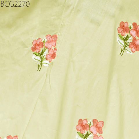 Indian Cream Embroidered Cotton Fabric by the Yard Sewing Quilting Crafting Nursery Kids Summer Dress Skirts Embroidery Pillow Cover Curtain