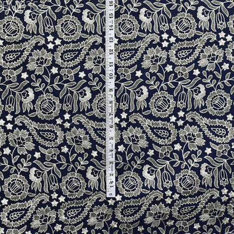 Indian Embroidered Cotton Fabric by the Yard Embroidery Summer Dresses Party Costumes Dolls Bags Cushions Table Runner Sewing DIY Crafting