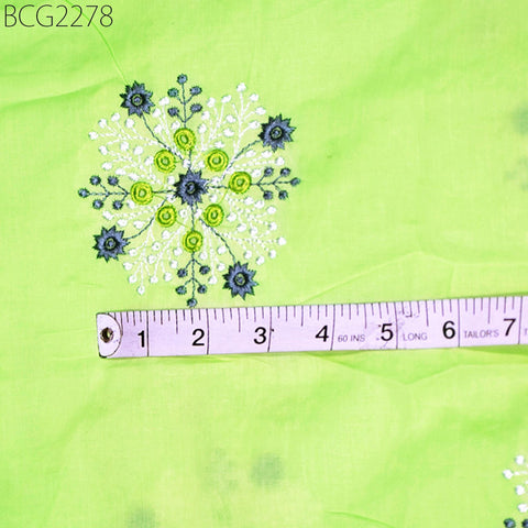 42" Indian Embroidered Cotton Fabric by the Yard Embroidery Sewing Nursery Curtain Crafting Summer Kid Women Dress making Material Quilting