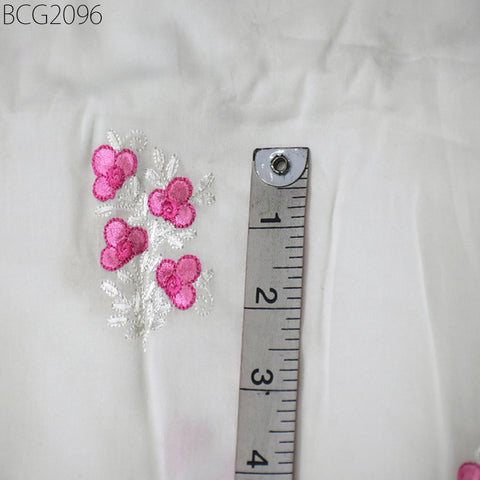 42" Pink Embroidered Sewing Cotton Fabric by the Yard Embroidery Quilting Crafting Nursery Kids Summer Dress Costumes Dolls Pillow Covers