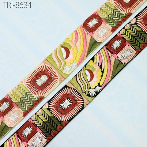 9 Yard Embroidery 48mm Trims Embellishment Embroidered Fabric Saree Ribbon Costumes Border Sewing Beach Bags Tote Pouche Wall Hangings