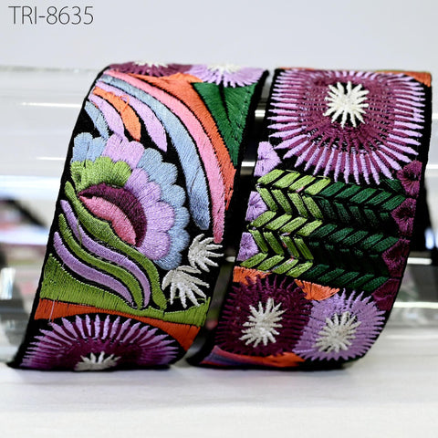 9 Yard Embroidery 5 Cm Trims Embellishment Embroidered Fabric Saree Border Costumes Crafting Sewing Beach Bags Tote Pouche Wall Hangings