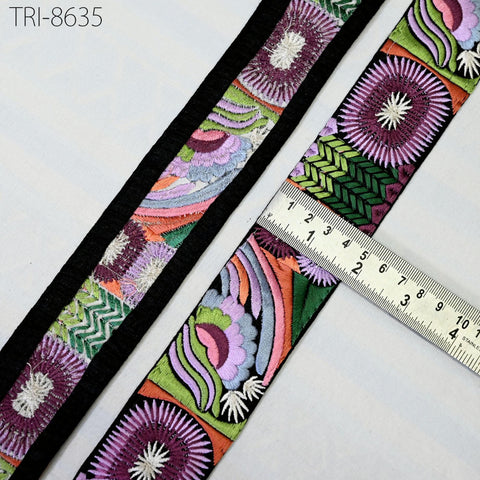 9 Yard Embroidery 5 Cm Trims Embellishment Embroidered Fabric Saree Border Costumes Crafting Sewing Beach Bags Tote Pouche Wall Hangings