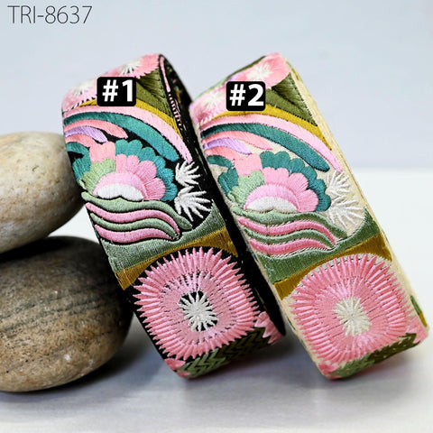9 Yard Embroidery Pink 5 Cm Trim Embellishment Embroidered Fabric Saree Border Costumes Crafting Sewing Beach Bags Christmas Decorations