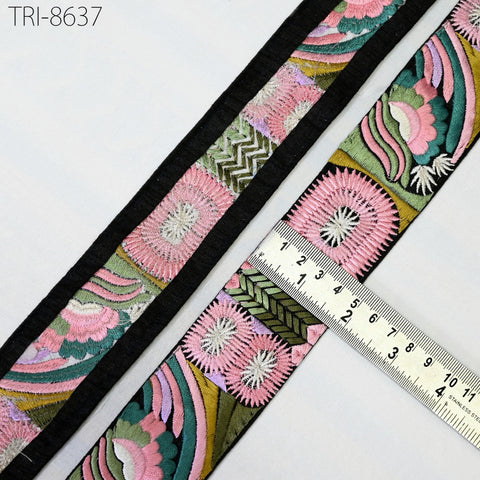 9 Yard Embroidery Pink 5 Cm Trim Embellishment Embroidered Fabric Saree Border Costumes Crafting Sewing Beach Bags Christmas Decorations