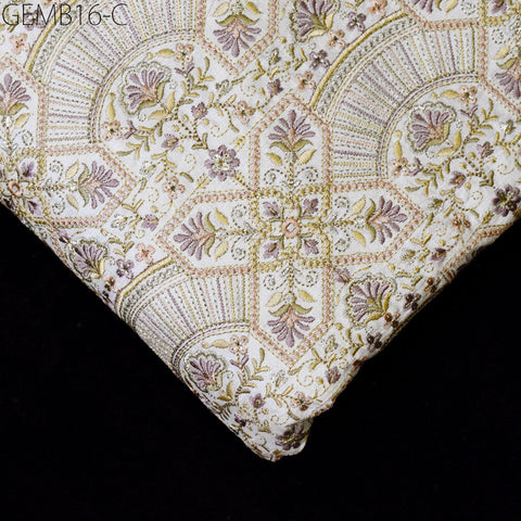 Ivory Embroidered Fabric by the yard Sewing DIY Crafting Indian Embroidery Wedding Dresses Costumes Bags Cushion Covers Home Decor Blouses