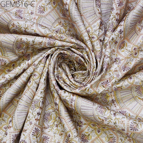 Ivory Embroidered Fabric by the yard Sewing DIY Crafting Indian Embroidery Wedding Dresses Costumes Bags Cushion Covers Home Decor Blouses
