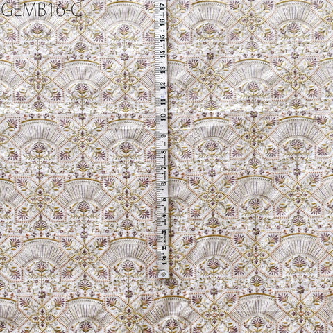 Ivory Embroidered Fabric by the yard Sewing DIY Crafting Indian Embroidery Wedding Dresses Costumes Bags Cushion Covers Home Decor Blouses