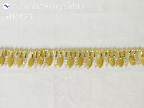 9 Yard Indian Beaded Fringes Embellished Wedding Dress Ribbon Bridal Belt Trim Decorative Dupatta Crafting Sewing Border Costume Accessories