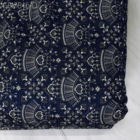 Embroidery Blue Fabric by the yard Sewing Crafting Indian Embroidered Wedding Dress Costumes Dolls Bags Cushion Covers Home Decor Blouses