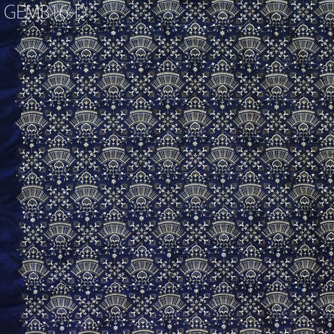 Embroidery Blue Fabric by the yard Sewing Crafting Indian Embroidered Wedding Dress Costumes Dolls Bags Cushion Covers Home Decor Blouses