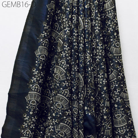 Embroidery Blue Fabric by the yard Sewing Crafting Indian Embroidered Wedding Dress Costumes Dolls Bags Cushion Covers Home Decor Blouses