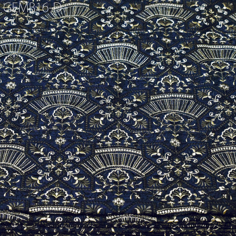 Embroidery Blue Fabric by the yard Sewing Crafting Indian Embroidered Wedding Dress Costumes Dolls Bags Cushion Covers Home Decor Blouses