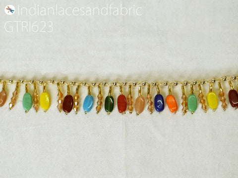 9 Yard Indian Beaded Fringes Embellished Wedding Dress Ribbon Bridal Belt Trim Decorative Dupatta Crafting Sewing Border Costume Accessories