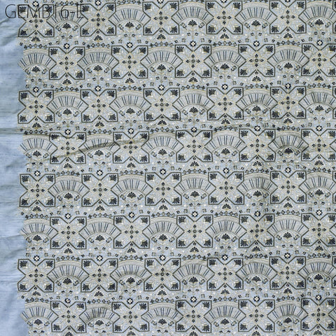 Grey Embroidered Fabric by the yard Sewing DIY Crafting Indian Embroidery Wedding Dresses Costumes Dolls Bags Cushion Covers Bridal Blouses