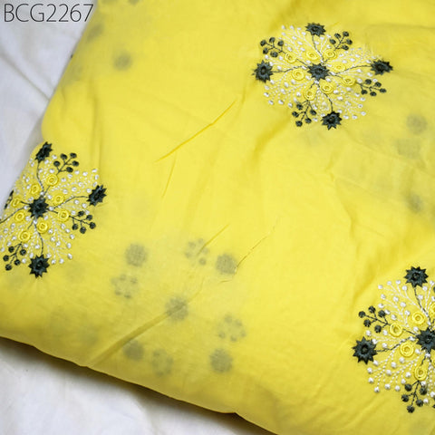 42" Embroidered Indian Cotton Fabric by the Yard Embroidery Sewing Nursery Curtain Crafting Summer Kids Women Dress making Material Quilting
