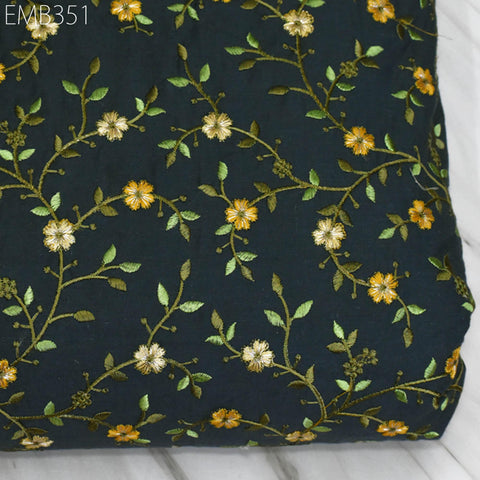 Embroidered Cotton Fabric by the Yard Indian Embroidery Sewing DIY Crafting Summer Women Kids Dresses Costumes Doll Bag Home Decor Curtain