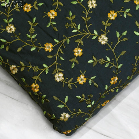 Embroidered Cotton Fabric by the Yard Indian Embroidery Sewing DIY Crafting Summer Women Kids Dresses Costumes Doll Bag Home Decor Curtain