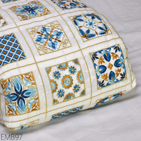 Indian white embroidered fabric embroidery cotton fabric by the yard sewing fabric DIY crafting wedding dress costumes doll bag home décor furnishing floral curtains making fabric