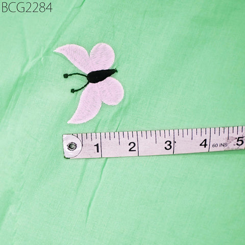 Indian Mint Green Embroidered Cotton Fabric by the Yard Embroidery Sewing Crafting Nursery Drapery Kids Summer Dresses Skirt Pillowcases