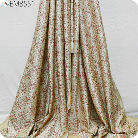 Embroidered Fabric by the yard Sewing DIY Crafting Indian Embroidery Wedding Dress Costumes Dolls Bags Cushion Covers Table Runners Blouses