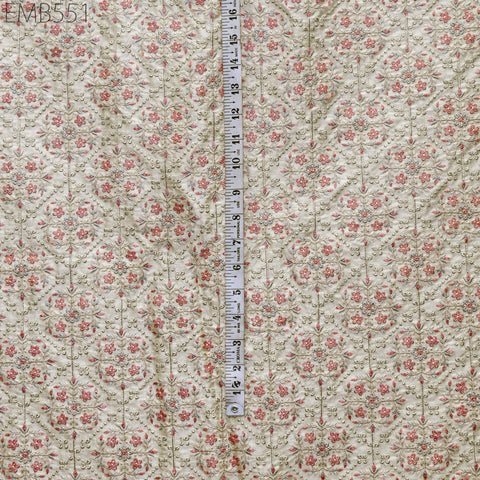 Embroidered Fabric by the yard Sewing DIY Crafting Indian Embroidery Wedding Dress Costumes Dolls Bags Cushion Covers Table Runners Blouses