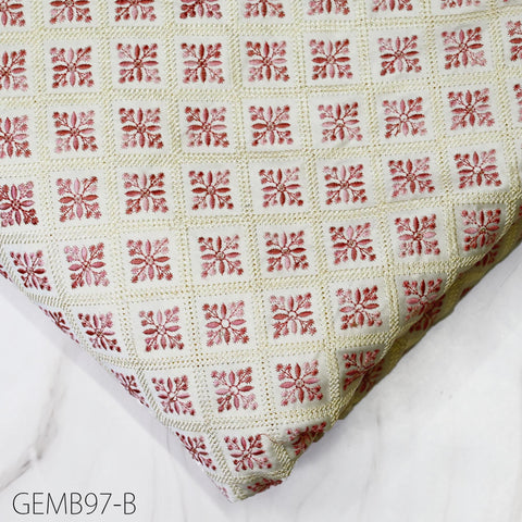 Pink Embroidered Fabric by the yard Sewing Crafting Indian Embroidery Wedding Dress Costumes Dolls Bags Cushion Covers Table Runners Blouses