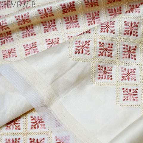 Pink Embroidered Fabric by the yard Sewing Crafting Indian Embroidery Wedding Dress Costumes Dolls Bags Cushion Covers Table Runners Blouses