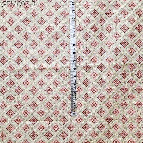Pink Embroidered Fabric by the yard Sewing Crafting Indian Embroidery Wedding Dress Costumes Dolls Bags Cushion Covers Table Runners Blouses