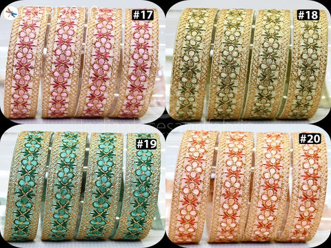 9 Yard Embroidered 25 mm Fabric Trim Embellishment Sari Gift Wrapping Ribbons DIY Crafting Border Indian Embroidery Cushion Lace Home Decor