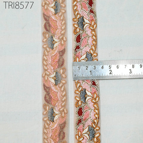 9 Yard Dusty Pink Embroidery Ribbon Indian 3 CM Trim Sari Border Crafting Sewing Fabric Embroidered Decorative Costumes Home Decor Lace