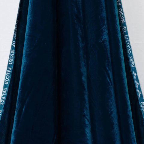 Teal Blue Indian Embroidered Velvet Fabric by the yard Sewing DIY Crafting Wedding Dress Costumes Full Length Coats Shift Dresses Quilting