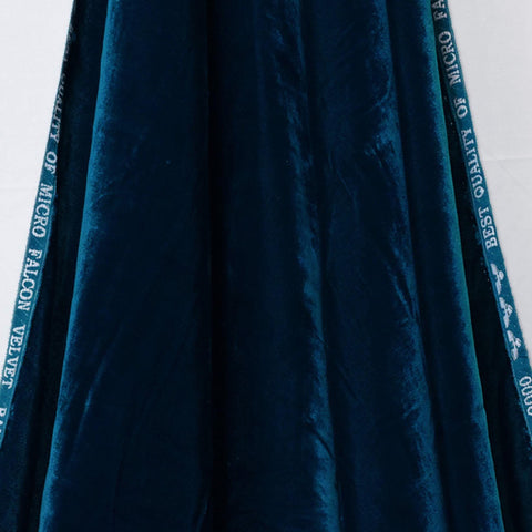 Teal Blue Indian Embroidered Velvet Fabric by the yard Sewing DIY Crafting Wedding Dress Costumes Full Length Coats Shift Dresses Quilting