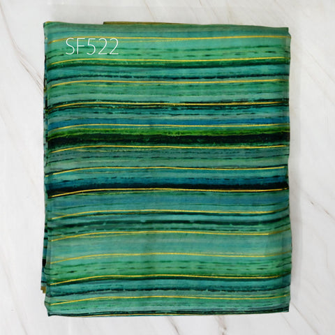 Green Pure Silk Organza Saree Indian Printed Fabric by the Yard Crafting Sewing Bride Wedding Dresses Costumes Women Apparel Light Weight