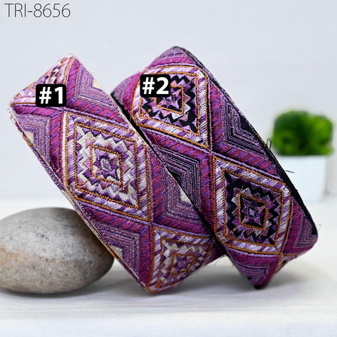 9 Yard Purple Embroidery 5 CM Border Embroidered Fabric Trim Gift Wrapping Saree Ribbon DIY Christmas Decoration Embellishment Trimmings