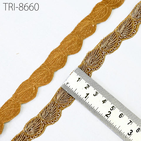 3 Yard Gold Zardozi Beaded Trim Indian Handcrafted Wedding Sari Border DIY Crafting Ribbon Embroidered Zari Handmade Trimming Costumes