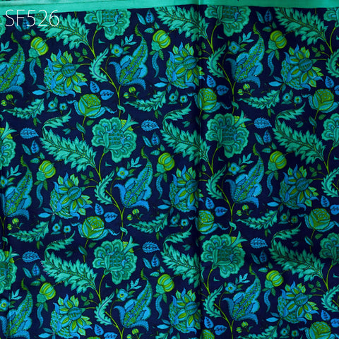 Green Pure Habotai Printed Silk by the Yard Indian Soft Flowy Saree Fabric Wedding Dress Bridesmaid Costumes DIY Crafting Sewing Scarves